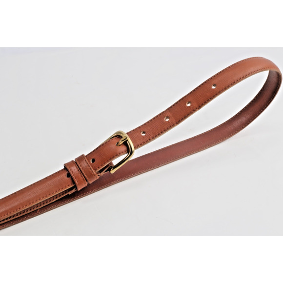 VINTAGE COACH British Tan Cowhide Leather Skinny Dress Belt Brass Women’s L - Picture 2 of 6